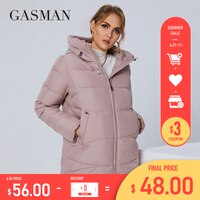 GASMAN 2022 Женская Куртка розовая модная теплая женская зимняя пуховая куртка с капюшоном с аппликацией женская брендовая Высококачественная парка 011 1005003307712362