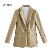 Wixra Женский Повседневный Блейзер на одной пуговице, уличная одежда с длинным рукавом, новинка 2021, осенне-весеннее винтажное пальто 1005003308073762