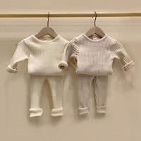 Осенне-зимняя одежда для От 0 до 5 лет, одежда для маленьких мальчиков и девочек теплый свитер + штаны, Детская одежда Детские пижамы одежда для маленьких девочек 1005003309367714