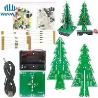Трехмерная светодиодная Рождественская елка 3D DIY Kit красный/зеленый/желтый светодиод Flash Circuit Kit электронный набор для развлечения 1005003311432301