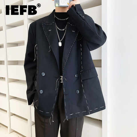 Высококачественный нишевой Блейзер IEFB для мужчин, новинка 2023, двубортный пиджак с длинным рукавом, мужские свободные куртки 1005003315481467