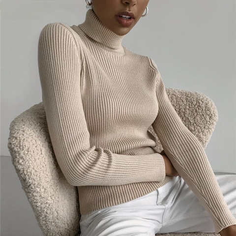 Базовая водолазка 2022, женские свитера, осенне-зимние топы, облегающий Женский Повседневный пуловер с длинным рукавом, вязаный свитер, джемпер, мягкий теплый 1005003320545175