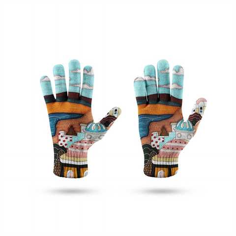 Женские и мужские эластичные трикотажные перчатки, модные перчатки с 3D принтом, закрывающие пальцы, перчатки для сенсорного экрана, зимние перчатки, варежки, аксессуары для одежды 1005003329617819