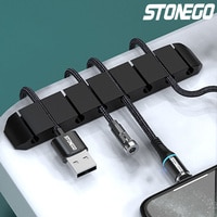Силиконовый органайзер для кабелей STONEGO, устройство для сматывания USB-кабелей, настольные клипсы для аккуратного управления, держатель кабеля для мыши, наушников 1005003332439601