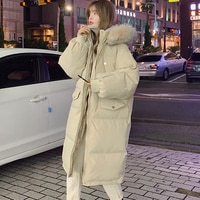 Женский пуховик, зимнее модное мешковатое плотное теплое длинное пузырьковое пальто большого размера, Дамская куртка с хлопковой подкладкой, верхняя одежда 1005003334448592