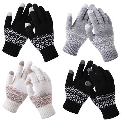 Женские зимние теплые трикотажные перчатки с имитацией шерсти 1005003339912958