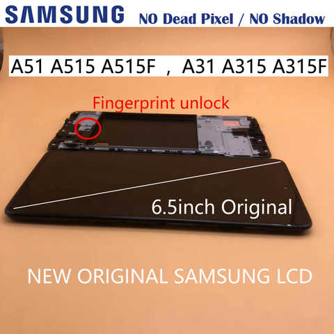 Оригинальный Новый AMOLED ЖК-дисплей для Samsung Galaxy A31 A315 A315F сенсорный экран дигитайзер для Samsung A51 A515 A515F Замена 1005003340852486