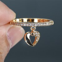 Милое женское кольцо с подвеской в форме сердца с кристаллами, обручальное кольцо в стиле бохо золотого и серебряного цвета, очаровательные обручальные кольца с цирконом для женщин 1005003341188299