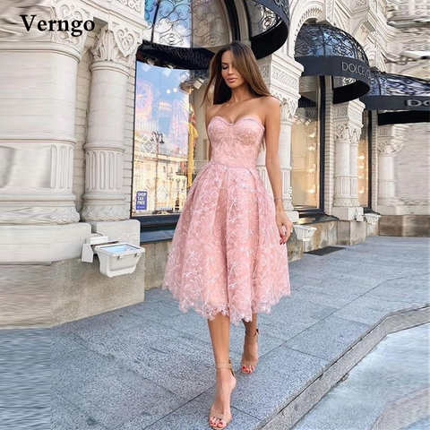 Короткое платье для выпускного вечера Verngo, розовое/темно-синее/Лавандовое кружевное ТРАПЕЦИЕВИДНОЕ вечернее платье до колен, женское пляжное платье, 2021 1005003346396357
