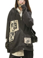кофта Женская винтажная толстовка на молнии с принтом граффити зип худи 1005003367344957