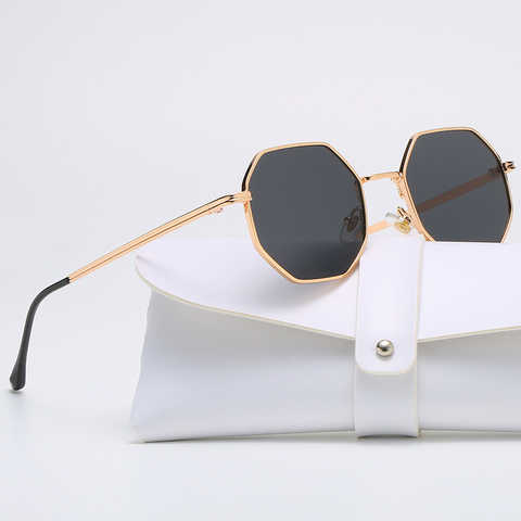 Солнечные очки в винтажном стиле женские, брендовые дизайнерские солнцезащитные аксессуары в квадратной оправе, в небольшой многоугольной оправе, в ретро стиле 1005003367572512