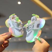 Осенняя детская спортивная обувь с подсветкой 2021, дышащие сетчатые кроссовки для маленьких девочек от 1 до 5 лет, детская обувь для мальчиков, Детские кроссовки со светодиодом 1005003375108466