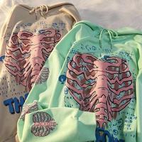 Y2K розовый худи скелет женский осенний уличный пуловер готические толстовки Харадзюку гранж большие зимние женские толстовки 1005003380220689