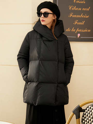 Amii минималистские зимние пальто и куртки, женское модное пальто с капюшоном на белом утином пуху, теплое утепленное пальто, женская куртка 12120285 1005003380935163