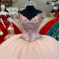 Женское Пышное Платье с цветочной аппликацией Fanshao wd847, кружевное бальное платье с открытыми плечами для 15 девушек 1005003384137847