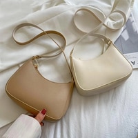 2022 новые женские модные сумочки, ретро однотонная сумка через плечо из искусственной кожи, повседневные женские сумки-хобо 1005003392263399