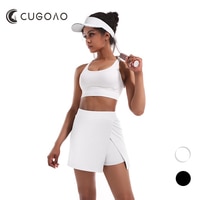 CUGOAO Поддельная двухсекционная юбка хакама, женские однотонные шорты для активного отдыха, эластичные спортивные шорты для гольфа с карманами, плиссированные юбки 1005003395379972