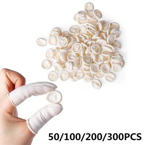Одноразовые латексные колышки для пальцев из натурального каучука, размеры 20-200, защитные перчатки для пальцев, белые антистатические перчатки для пальцев 1005003395431227