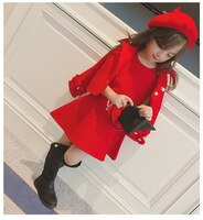 Осень 2022, Детский комплект для девочек, Корейская версия жилета, юбки, шерстяной пиджак и шапка, комплекты из трех предметов, модная Праздничная красная одежда для девочек 1005003395926182