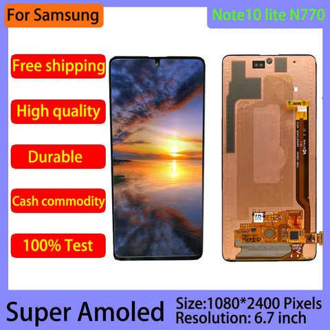 ЖК-дисплей Super amoled для Samsung Galaxy Note 10 Lite с рамкой, сенсорный экран с дигитайзером и рамкой для Note10 Lite N770F, оригинал 1005003400496140