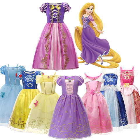 Платье принцессы «Рапунцель» для девочек, нарядный костюм Принцессы Диснея для косплея, бальное платье для маленьких девочек, вечерние нее платье Белоснежки Софии Белль 1005003401829122
