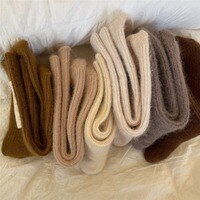 Зимние женские носки из кроличьей шерсти, однотонные кашемировые шерстяные Утепленные длинные носки, женские теплые носки Harajuku 1005003407245985