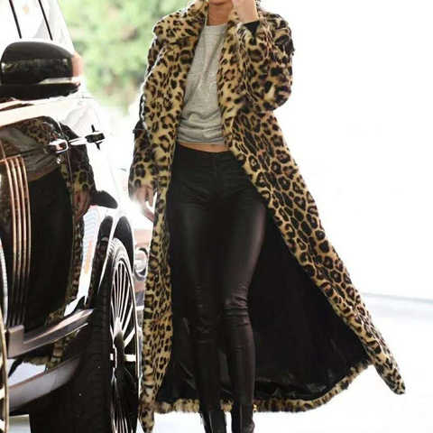Пальто с леопардовым принтом, супердлинное женское модное пальто, зимняя теплая бархатная куртка кораллового цвета, характерное плотное ветрозащитное пальто, 2021 1005003411710990