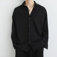 Новые черные рубашки, мужская рубашка с длинным рукавом, Корейская женская рубашка, красивая белая форма, топы, весна-осень, повседневный мужской топ 1005003412012587