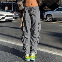 Женские спортивные брюки BIIKPIIK с карманами, винтажные свободные брюки-карго, уличная одежда, брюки для бега 1005003416926869