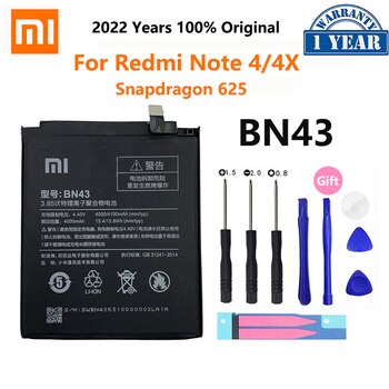 100% Оригинальный Xiao mi Redmi Note 4 4X 4X4100 мАч BN43 для Xiaomi Global Snapdragon 625, аккумулятор, батарея для смартфона 1005003418127720