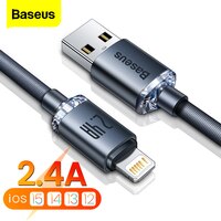 USB-кабель Baseus для iPhone 14/13/12/11 Pro/Xs Max/X/Xr/8/7 Plus, зарядное устройство 2,4a для быстрой зарядки, провод, шнур для iPad Pro, кабель для передачи данных, 2 м 1005003424938353