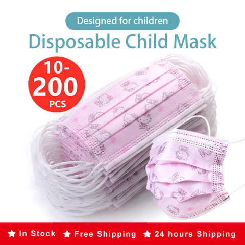 Милая детская маска для лица с котом, одноразовые детские маски, розовая маска для девочек, 3 слоя, маскарадные маски для детей, дизайнерские детские маскарадные маски с котенком 1005003428477964