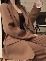 Женский модный Блейзер, брючный костюм, офисный женский деловой костюм, куртка с длинными рукавами + брюки, комплект из двух предметов, женская осенняя одежда 1005003439467048