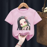Принт Nezuko Kamado Kimetsu no Yaiba, красная детская черная Милая одежда в стиле Харадзюку, топы для мальчиков и девочек, подарок, Прямая поставка 1005003440152305