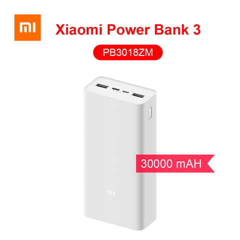Внешний аккумулятор Xiaomi Mi Power Bank 3 PB3018ZM, 30000 мАч, 18 Вт, двустороннее быстрое зарядное устройство Type-C, 30000 мАч, Пауэр банк для смартфонов iPhone 11 Pro, Samsung 1005003450885382