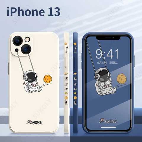 Мягкий силиконовый чехол с мультяшными астронавтами для iPhone 15 Pro Max Plus 14 15 Pro 13 12 11 Pro Max, противоударный чехол-бампер для телефона, чехлы 1005003455888447