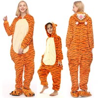 Женская и мужская пижама-кигуруми, комбинезон с капюшоном для Хэллоуина, комбинезон с тигром, унисекс, для взрослых, детей, для семейвечерние, костюм с животными и тигром 1005003456865400