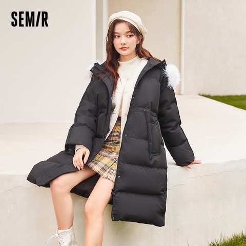 Зимнее плотное пальто SEMIR, женские теплые модные пальто, черный пуховик с подкладкой, женский пуховик, элегантная одежда на молнии 1005003461100717