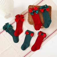 Новые рождественские носки для маленьких девочек, большой красный бант, длинные женские носки до колен, подарок для новорожденных 1005003466625888