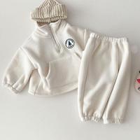 Комплекты одежды для маленьких мальчиков Детский утепленный свитер детская одежда однотонный хлопковый пуловер с длинными рукавами для девочек костюмы из 2 предметов: Топ + штаны 1005003487959194