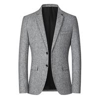 Мужской Блейзер, одежда на осень и зиму, официальный Блейзер, пиджак, костюм, однобортный воротник с лацканами, красивый деловой Блейзер, пальто, верхняя одежда 1005003493714490