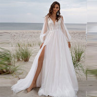 Женское пляжное платье с V-образным вырезом, длинными рукавами-фонариками 1005003494133022