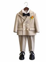 Детский официальный костюм, костюм с цветочным принтом для мальчиков, костюм на свадьбу для ребенка на первый день рождения, Детский двубортный Блейзер, брюки, галстук-бабочка 1005003495415114