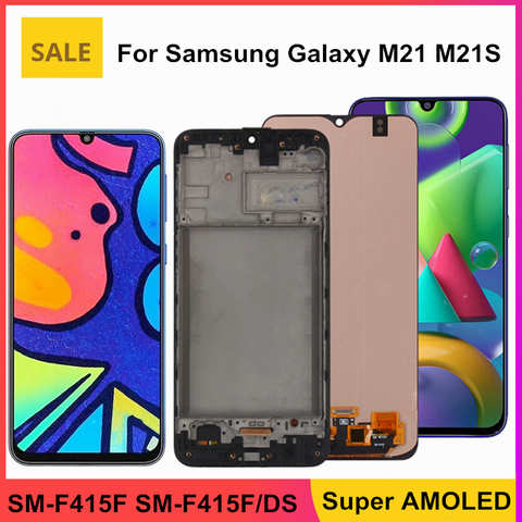 Super AMOLED ЖК-дисплей для Samsung Galaxy M21S SM-F415F, ЖК-дисплей с рамкой для Samsung M21, ЖК-дисплей с сенсорным экраном 1005003498890037