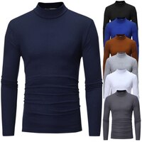 Водолазка мужская однотонная, тонкий эластичный пуловер, трикотажная Базовая рубашка с высоким воротником, нижнее белье для мужчин, весна-осень 1005003499013885
