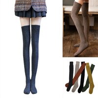 Женские осенне-зимние носки на манжетах, теплые однотонные длинные носки, хлопковые носки W007 1005003501423530