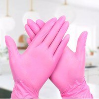 Розовые одноразовые латексные перчатки 20 шт., бытовые лабораторные нитриловые резиновые перчатки, Малые/средние рабочие водонепроницаемые кухонные женские перчатки 1005003504500637