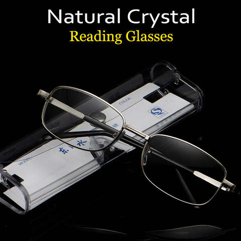 Готовые Очки для чтения с защитой от царапин и натуральным кристаллом для мужчин и женщин, очки для пресбиопии с защитой от усталости глаз с диоптриями от 1,0 до 4 1005003508796721