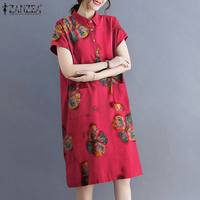 Женское платье-рубашка с цветочным принтом ZANZEA 1005003512018983