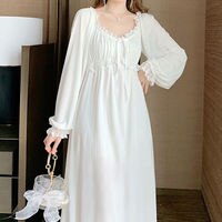 Женское винтажное платье принцессы, Осеннее длинное белое платье из чистого хлопка, домашнее платье для девочек, новинка X51, 2023 1005003524382623